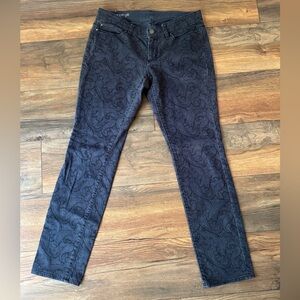 Ann Taylor Black Straight Leg Paisley Jeans